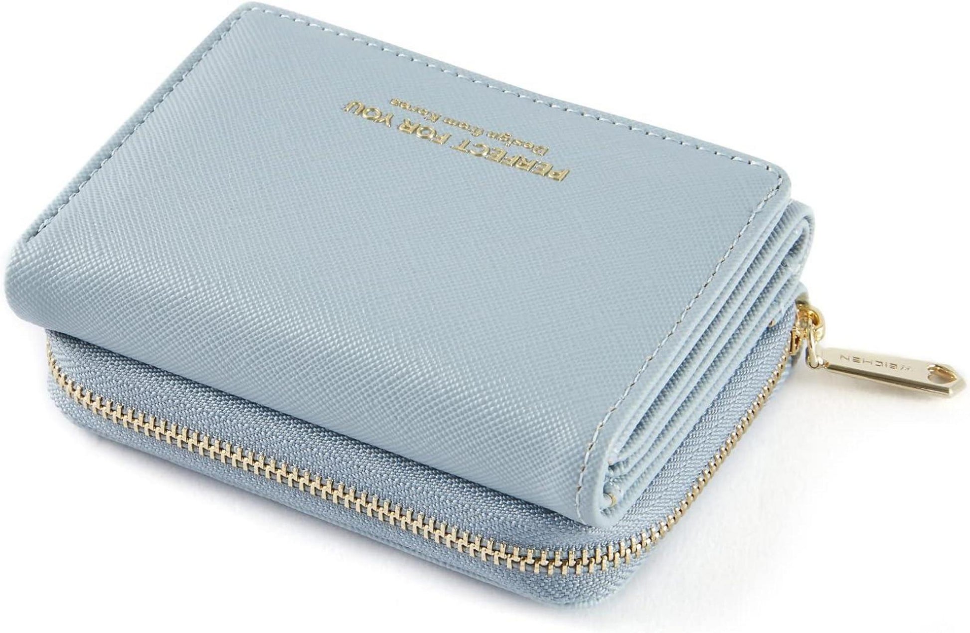 Kleines Portemonnaie Damen Hellblau Veganes Leder Elegant & Praktisch