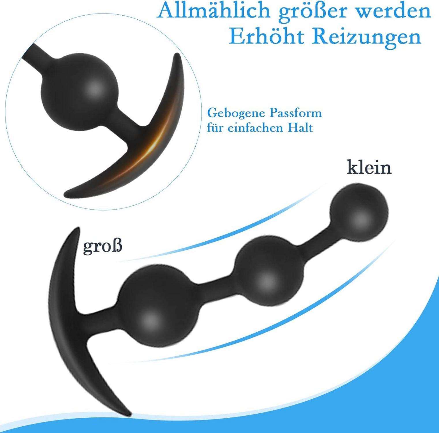 Silikon Analkugeln Buttplug mit 3 Kugeln Analkette Anal