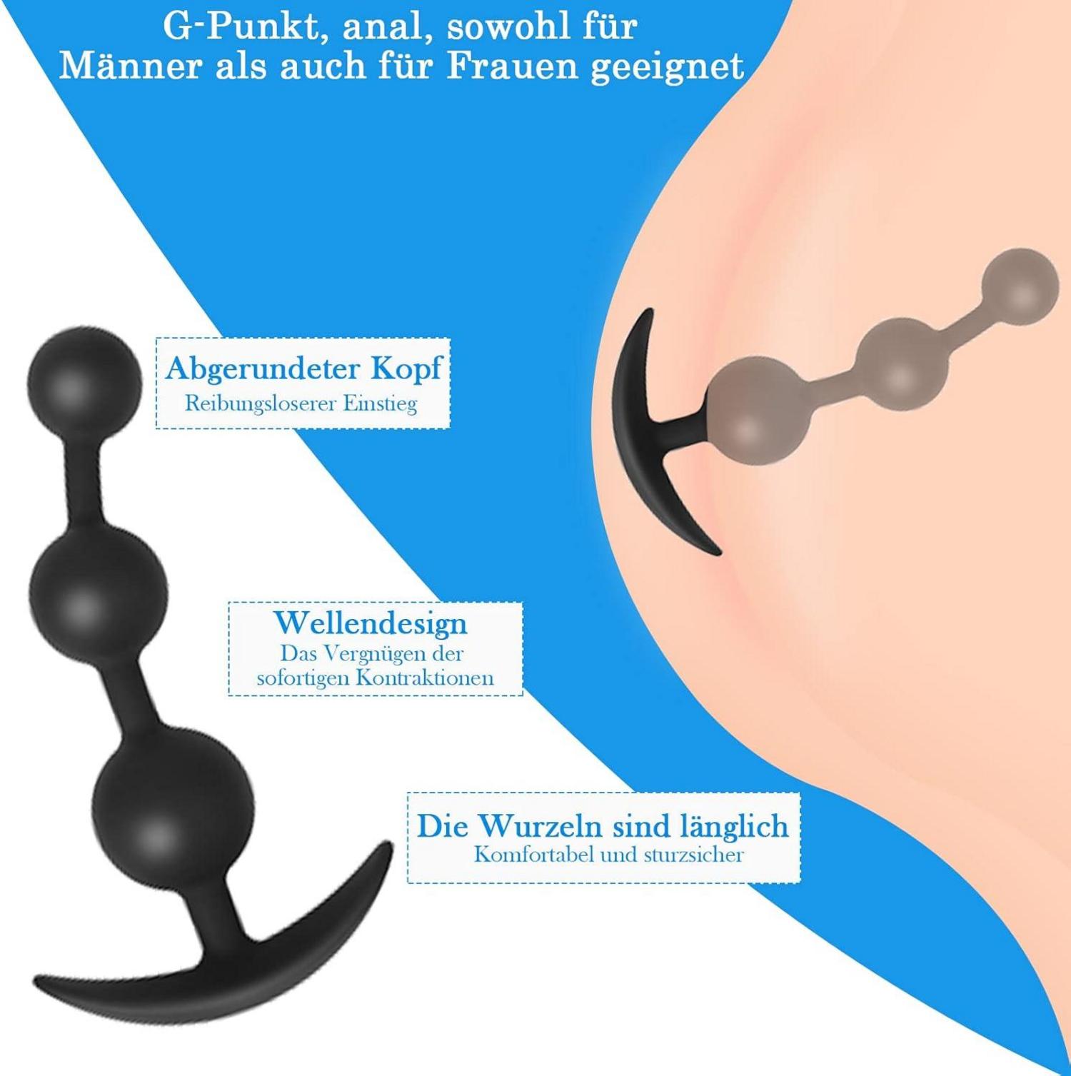 Silikon Analkugeln Buttplug mit 3 Kugeln Analplug Analkette für Männer und Frauen