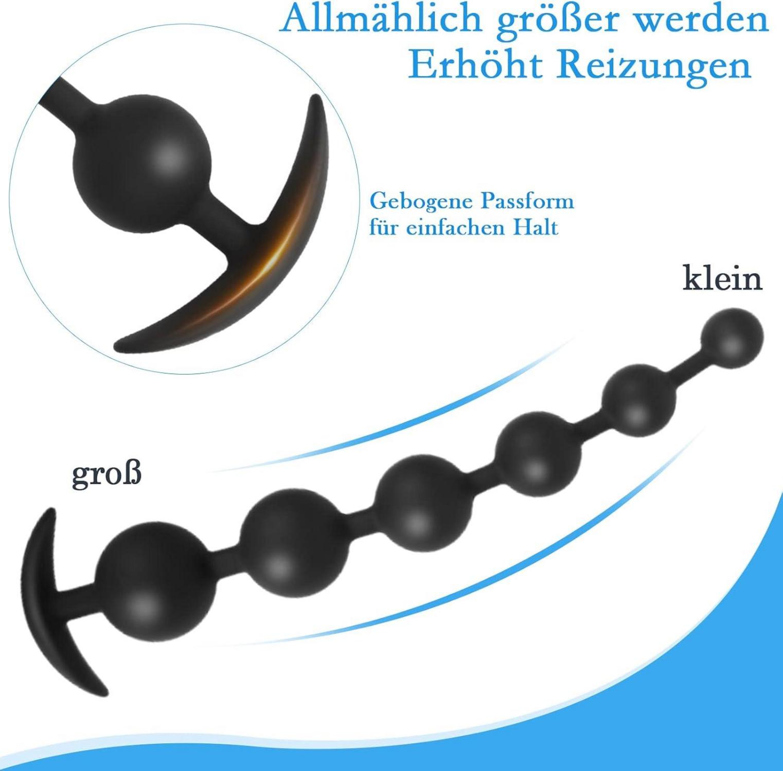 Silikon Analkugeln Buttplug mit 6 Kugeln Analkette Anal