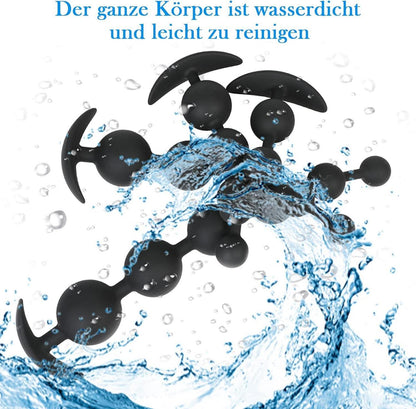 Silikon Analplug mit 6 Kugeln, Analkette für Männer und Frauen