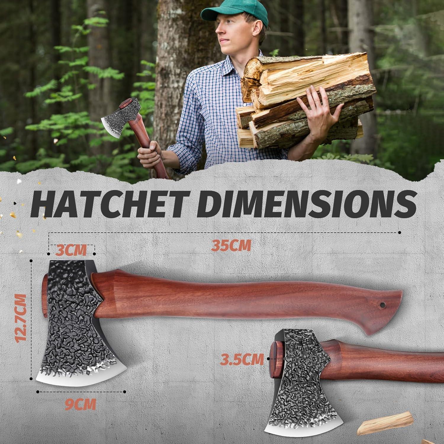 DRAGON RIOT Camping Axt Survival Set 35cm Handgeschmiedet Wikinger Beil