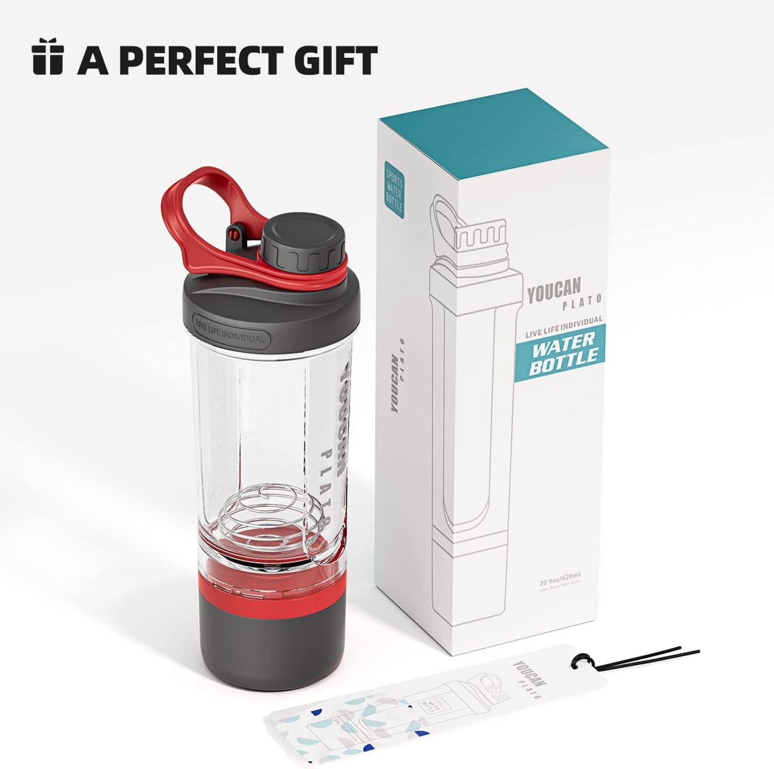 YOUCAN PLATO Protein Shaker Eiweiß Shaker Tritan 620ML Spülmaschinenfest Rot