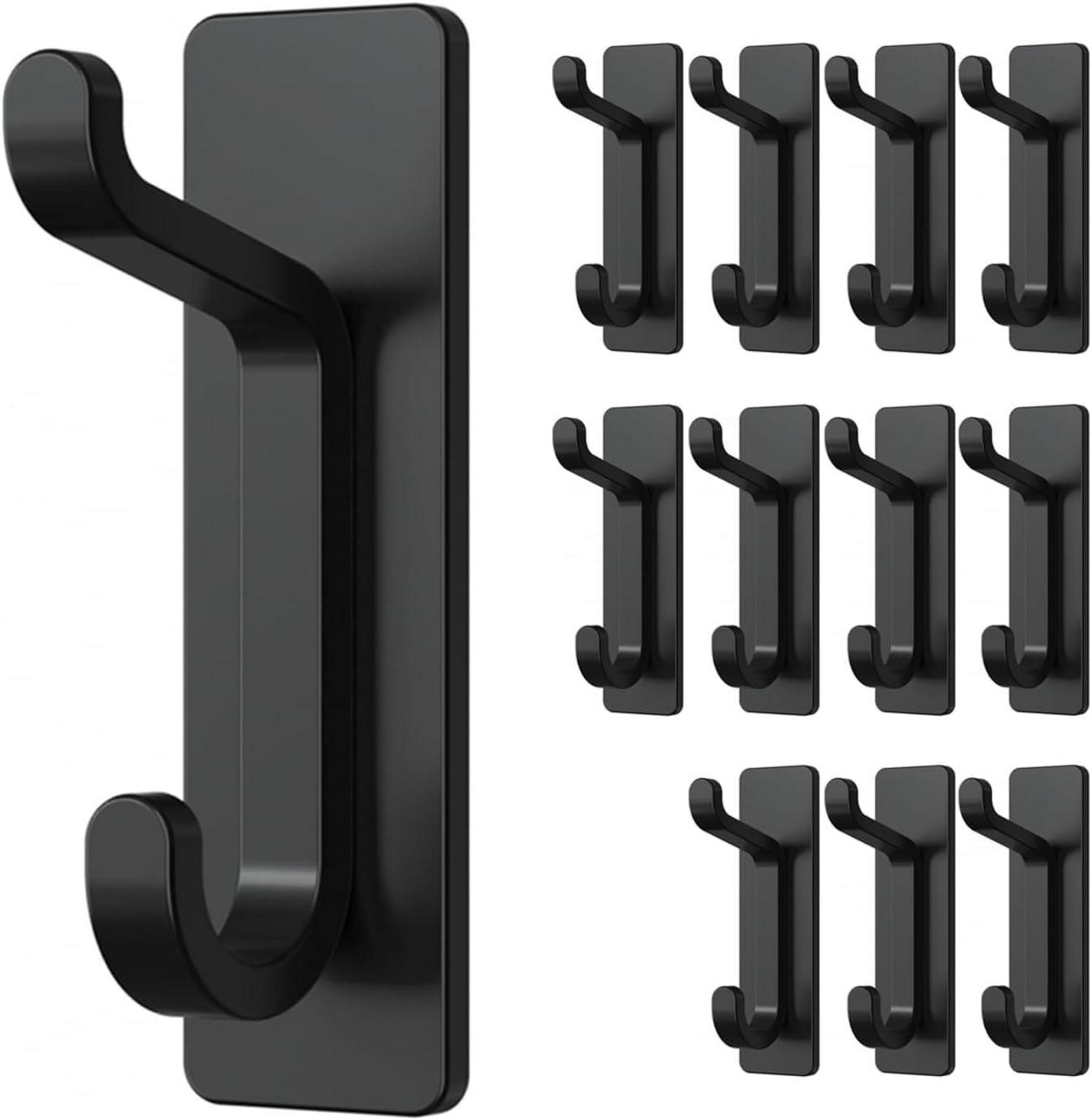 12er Pack Selbstklebende Schwarze Metall Klebehaken bis 6kg Tragkraft