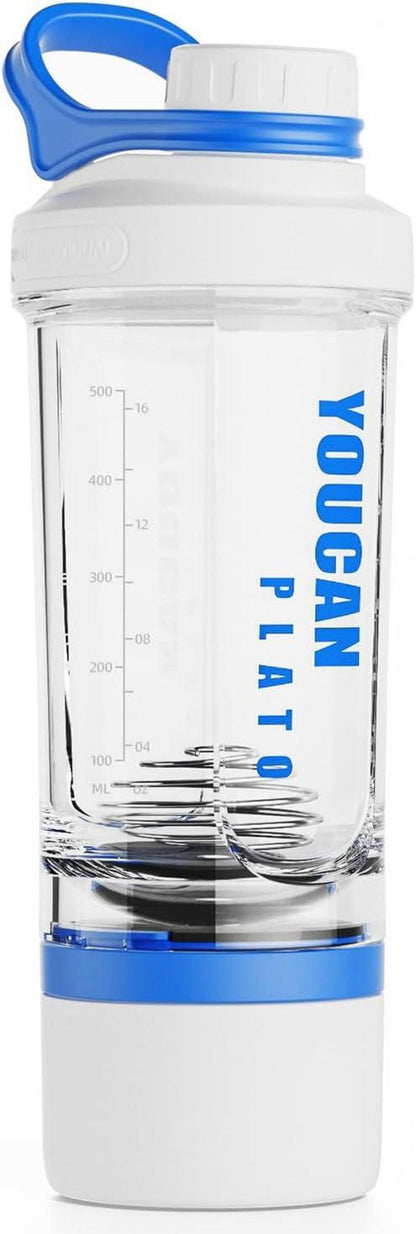 Protein Shaker 620ML Tritan BPA-frei mit Pulverfach-Blau