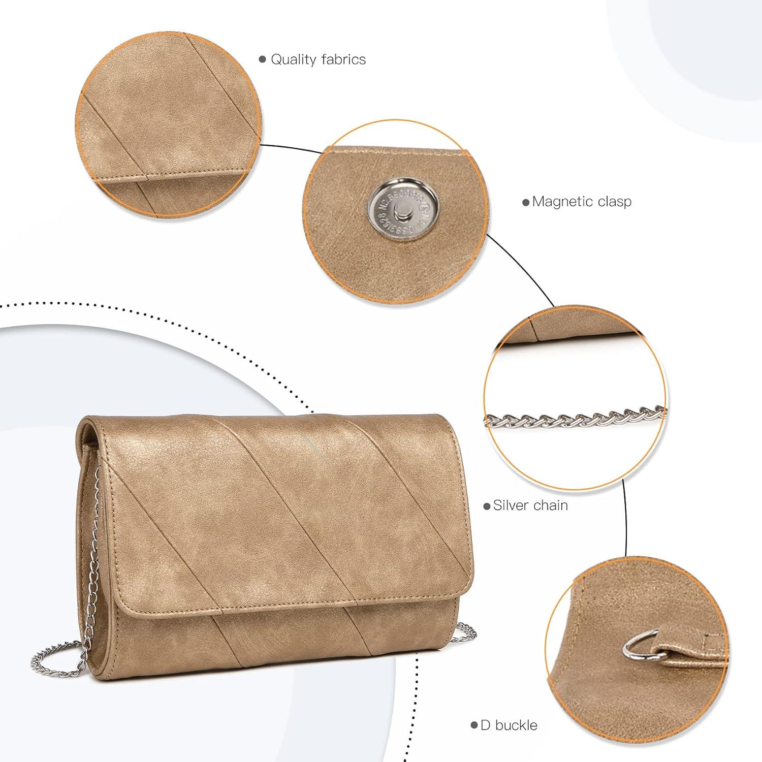 Damen Clutch Tasche Schulter Crossbody Abendtasche Gold