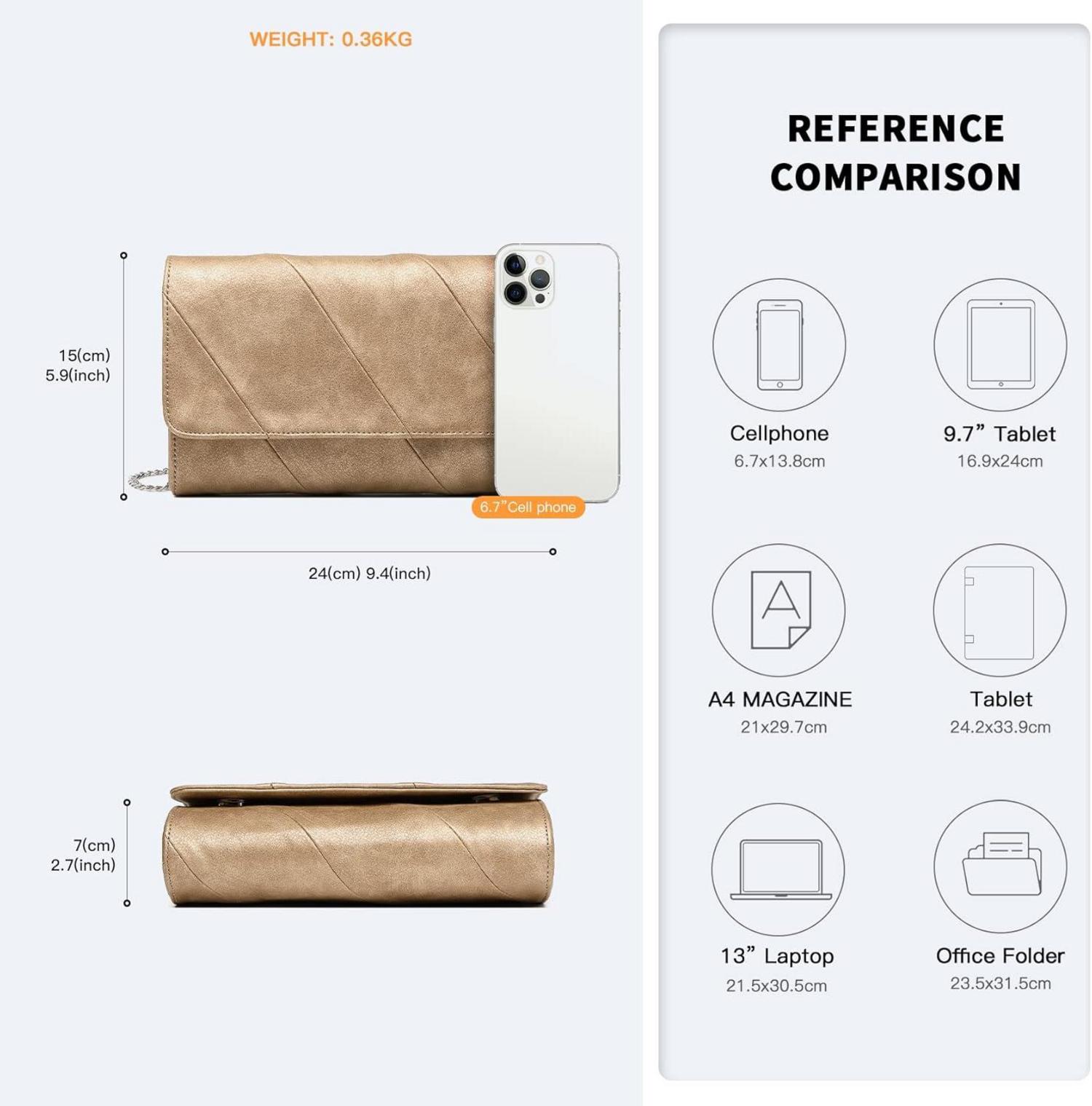 Stylische Clutch Tasche für Damen - Gold Abendtasche mit großer