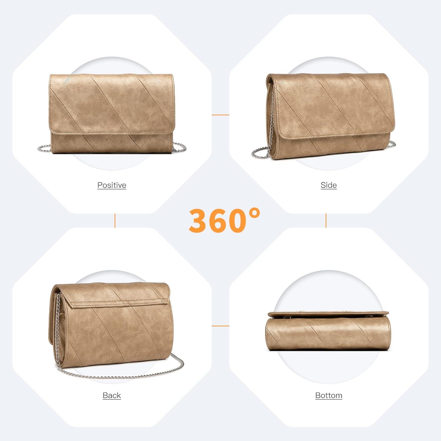 Damen Clutch Tasche Große Kapazität Crossbody in Gold