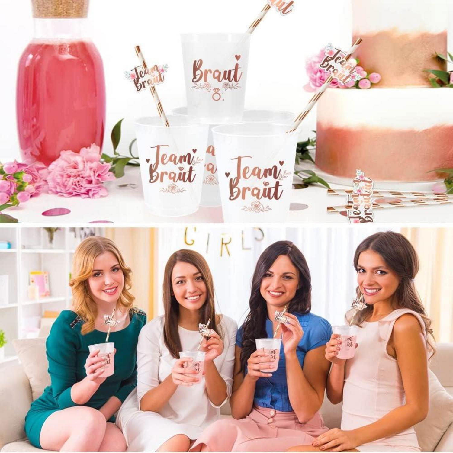 JGA Dekoration Set Rosegold 16-teilig für Junggesellinnenabschied & Hochzeit partys