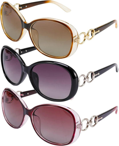 3er Set Damen Polarisierte Übergröße Sonnenbrillen UV400 Schutz