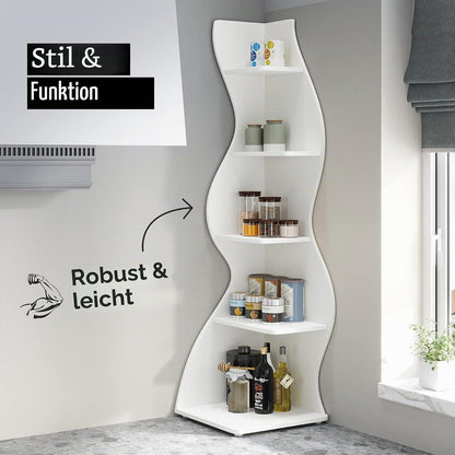 5-stufiges Eckregal weiß – Bücherregal & Pflanzenständer