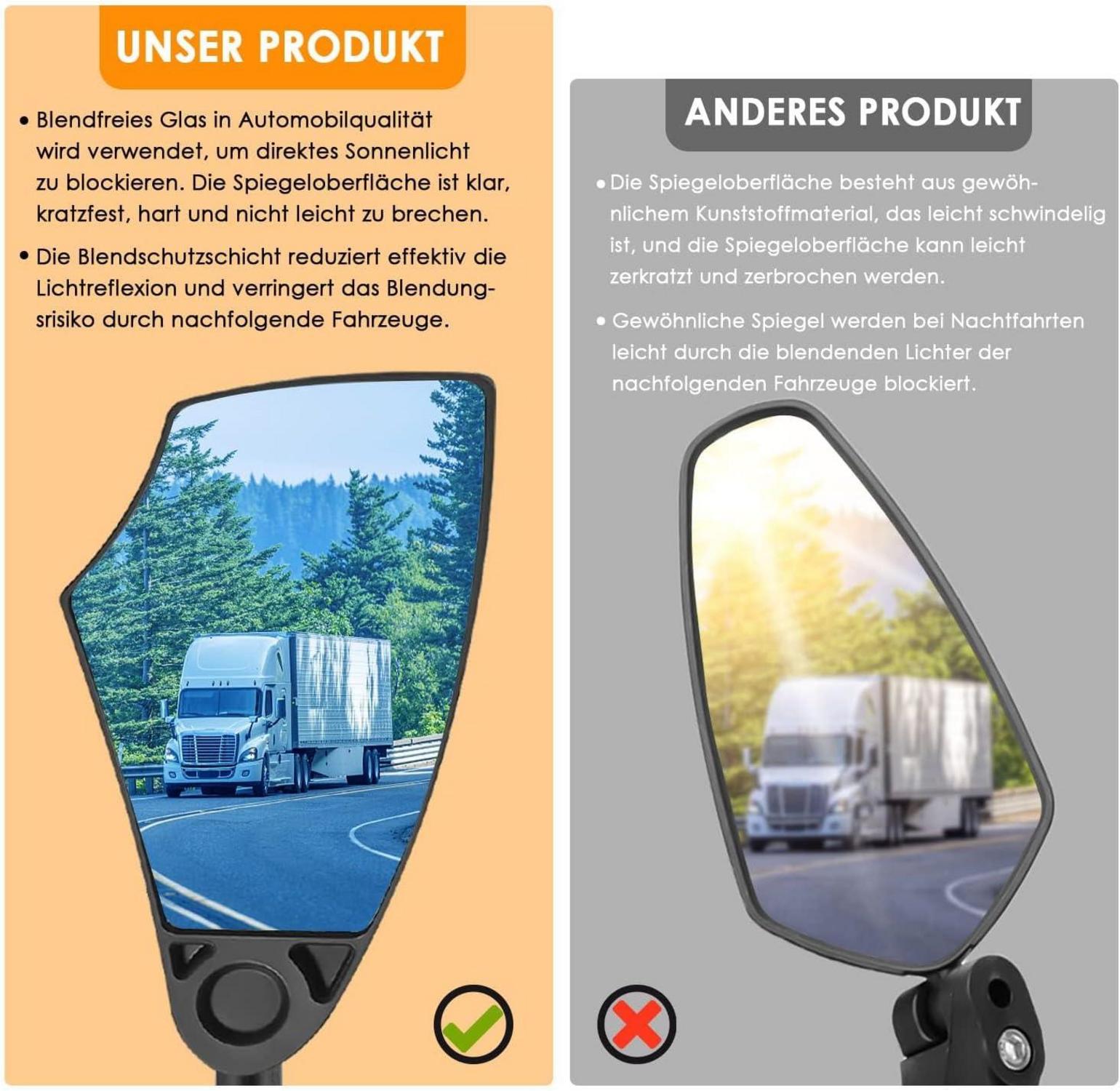 Fahrradspiegel Arkham HD Echtglas Blendschutz 360°drehbar 20-23mm Lenker