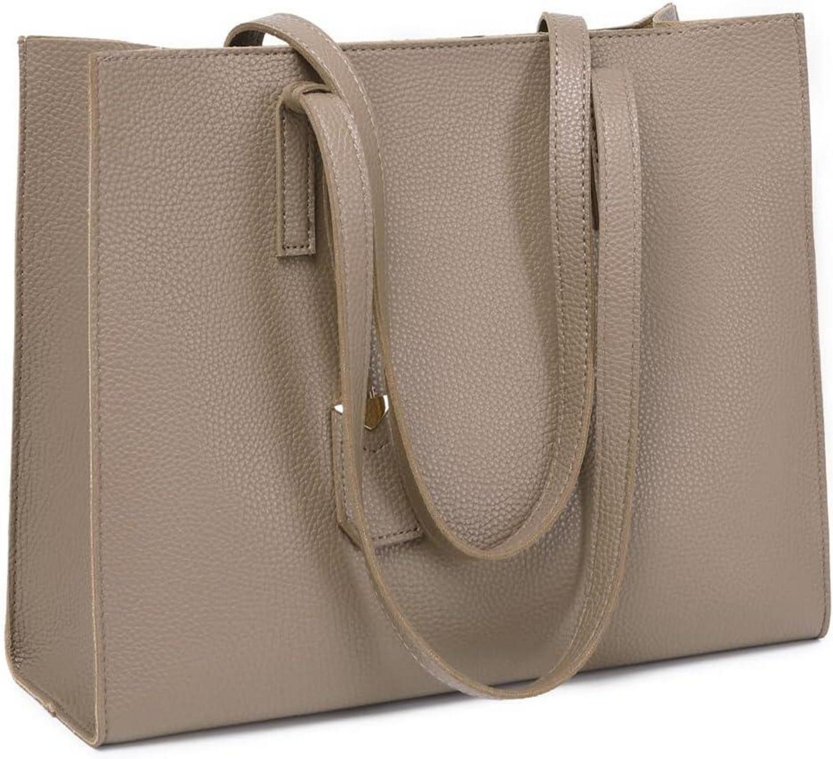 Große Damen Handtasche Shopper Schultertasche Kunstleder Khaki