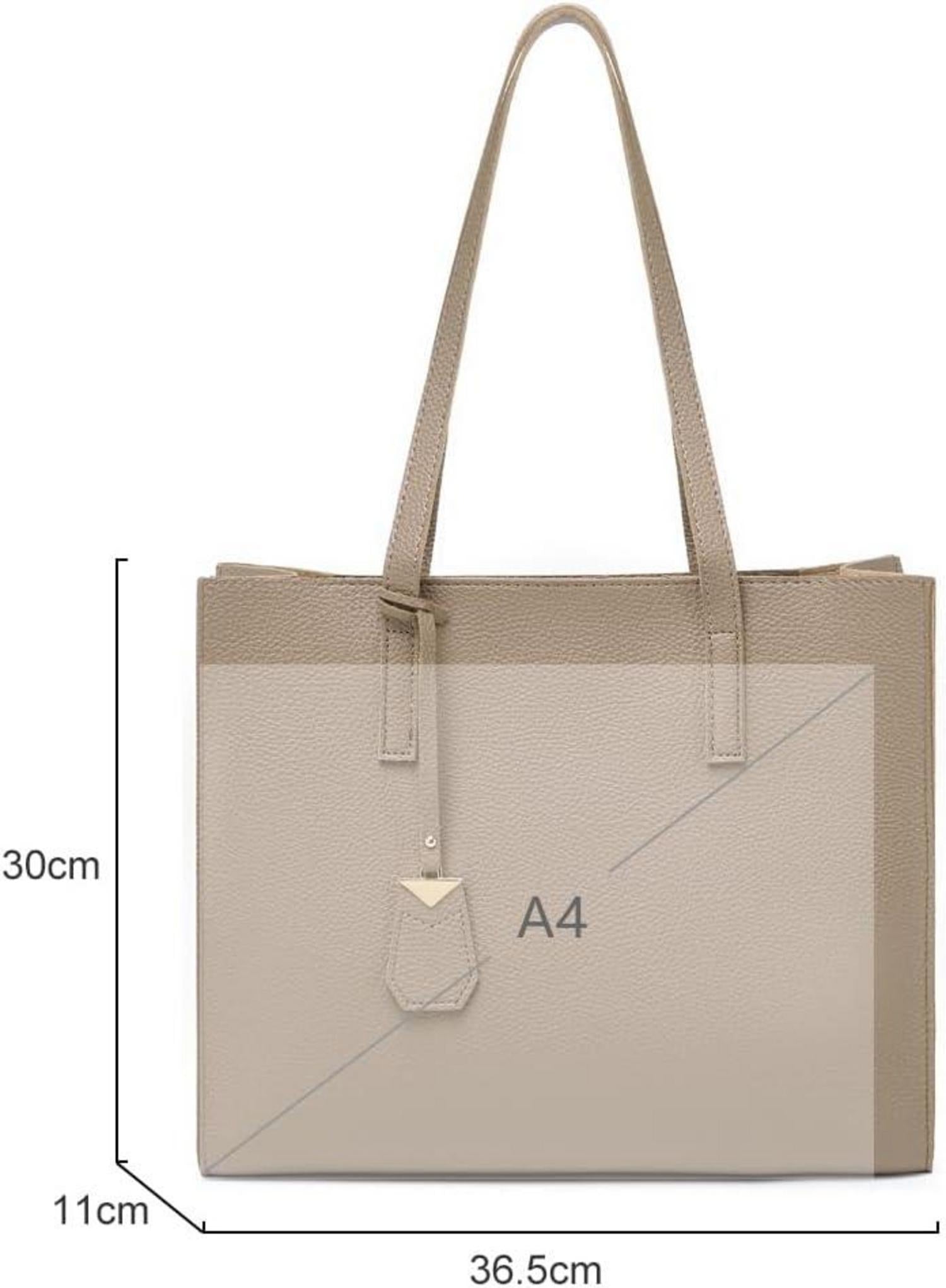 MORGLOVE Damen Handtasche Groß Shopper Tasche Henkeltasche Reißverschluss A-Khaki