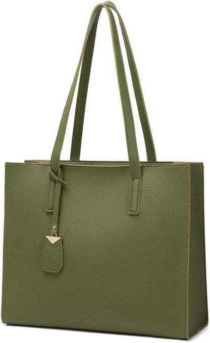 Große PU-Leder-Schultertasche mit elegantem Tragegriff in A-grün
