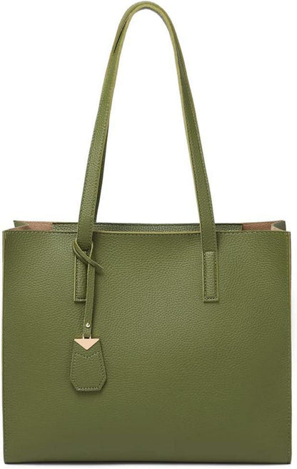 Große PU-Leder-Schultertasche mit elegantem Tragegriff in A-grün