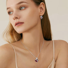 Herz Kette Damen Sterling Silber Geburtsstein Anhänger Rose