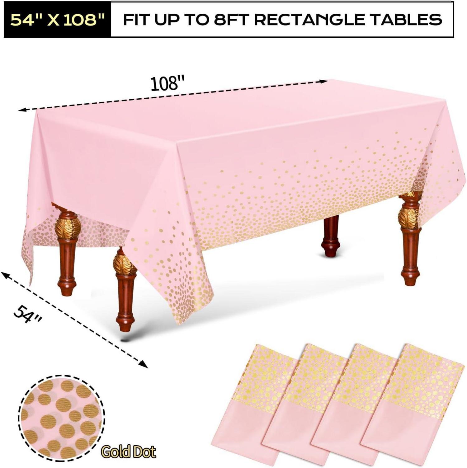Einweg Tischdecke 4er Set Wasserdicht Rosa 137x274cm