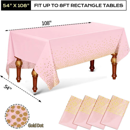 Einweg Tischdecke 4er Set Wasserdicht Rosa 137x274cm
