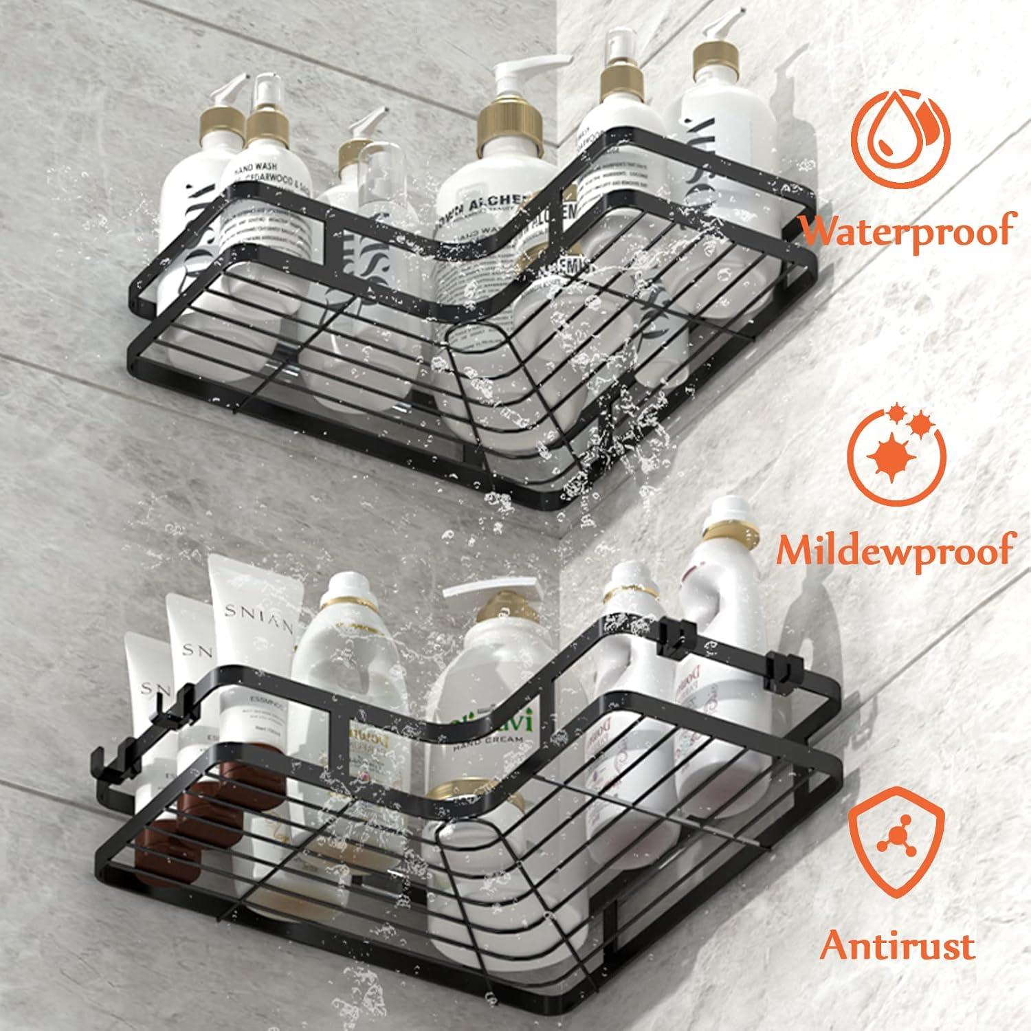 Duschablage Schwarz Eckregal 2er-Pack Shower Organizer