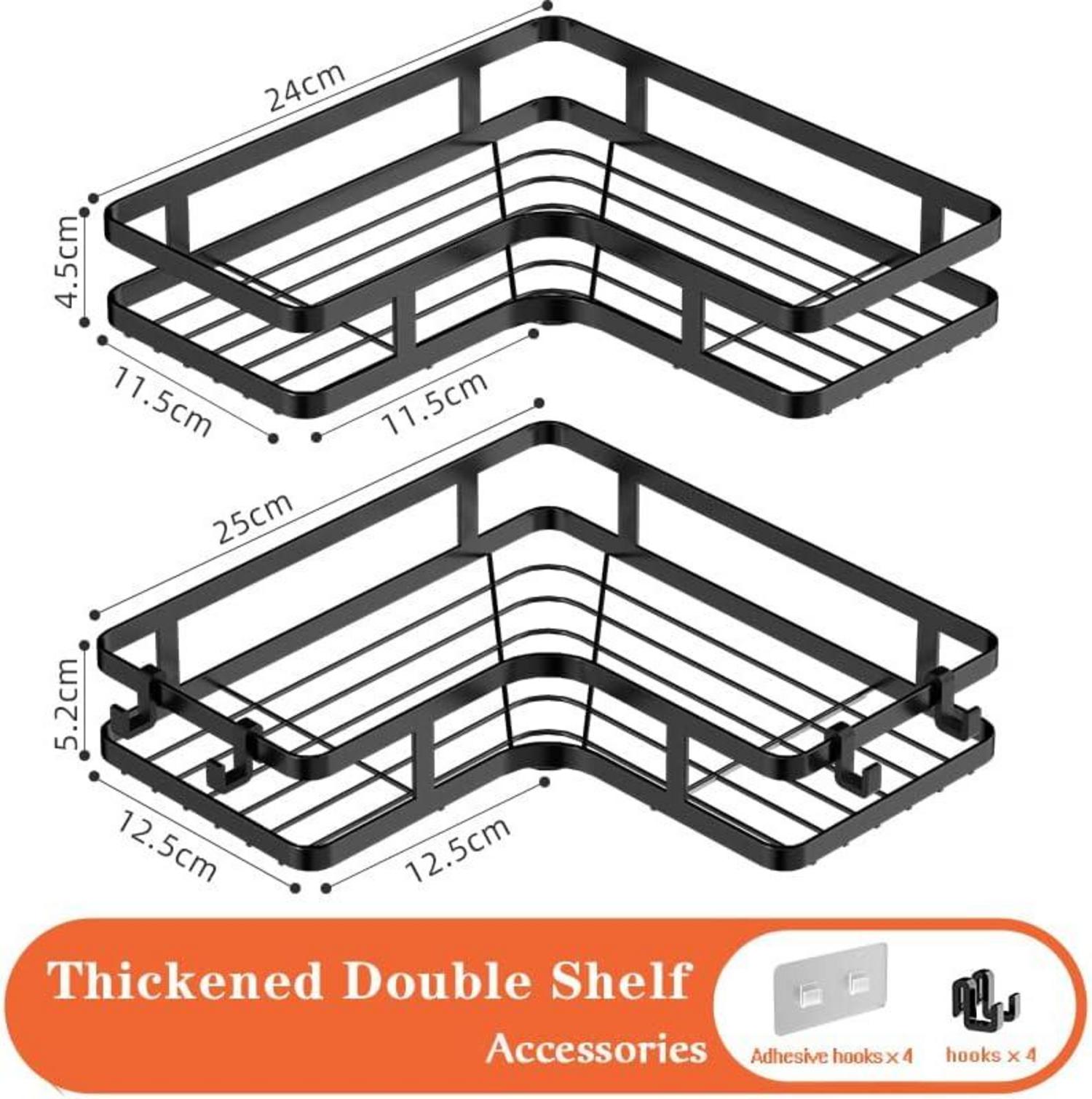 Duschablage Ohne Bohren Schwarz Eckregal 2er-Pack 4 Haken