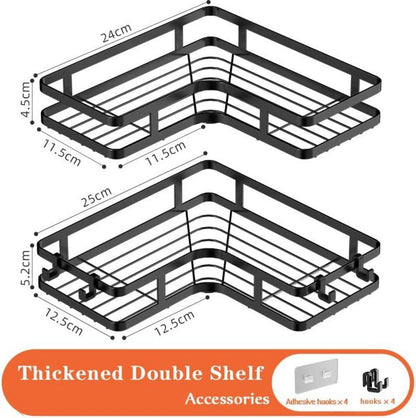 Duschablage Ohne Bohren Schwarz Eckregal 2er-Pack 4 Haken