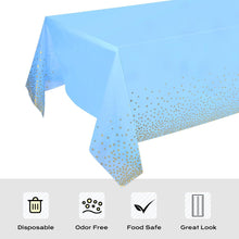 CHEPULA Einweg Tischdecke 137x274 cm Blau Gold 4er Pack