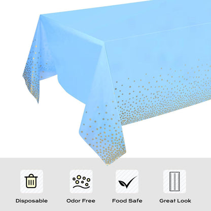 CHEPULA Einweg Tischdecke 137x274 cm Blau Gold 4er Pack