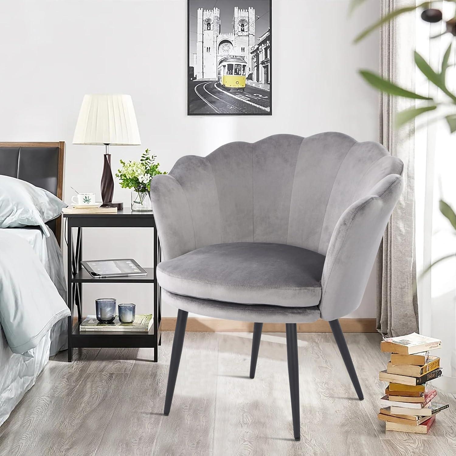 Samtstuhl Blumenform mit Metallbeinen für Wohnzimmer Schlafzimmer