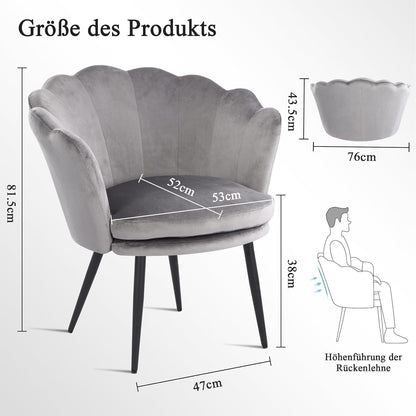 WOLMICS Samtstuhl Blumenform Metallbeinen Wohnzimmer