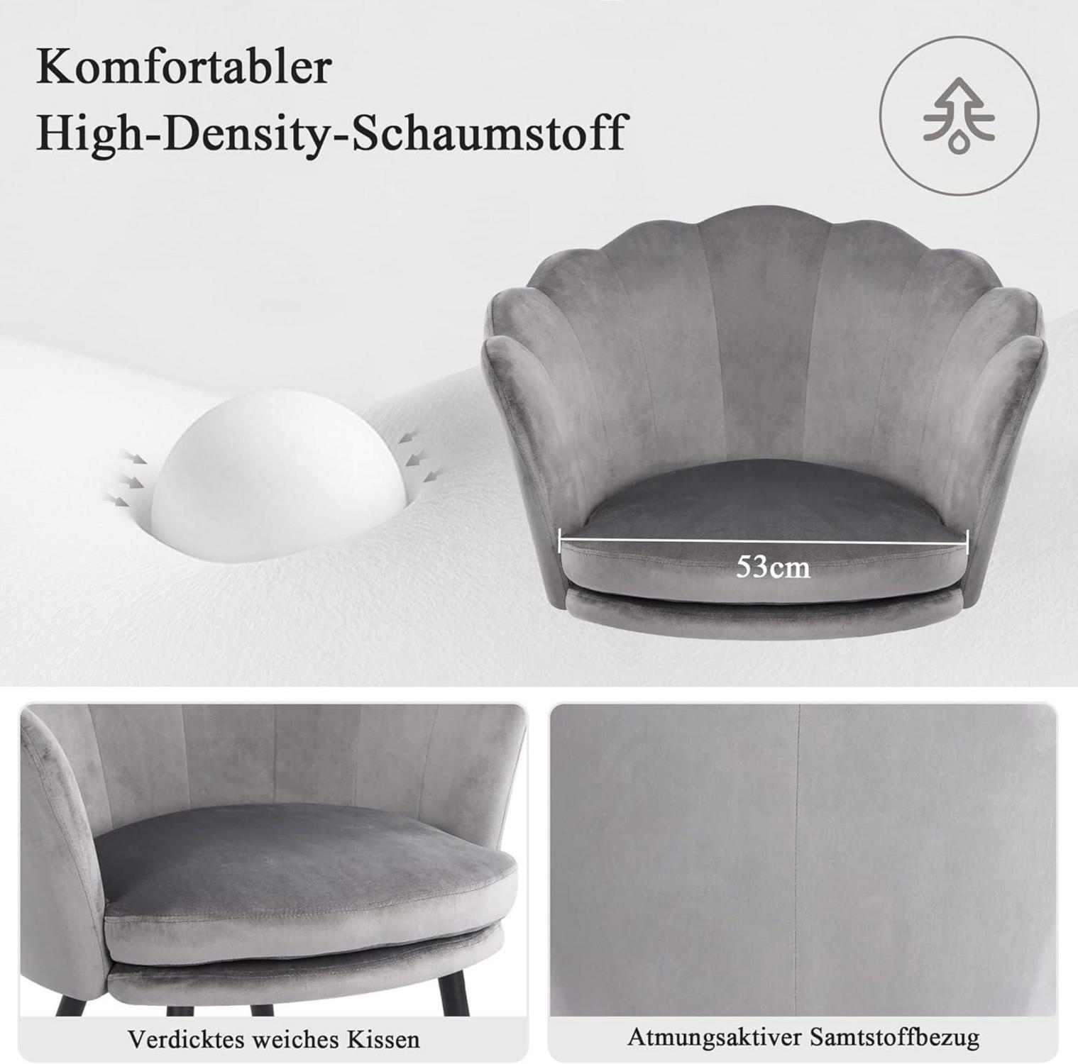 Samtstuhl Blumenform Metallbeinen für Wohnzimmer/Schlafzimmer/Schminktisch