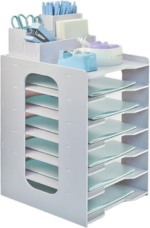 Holz Briefablage Dokumentenablage Stifthalter 7-Tier Organizer Holz