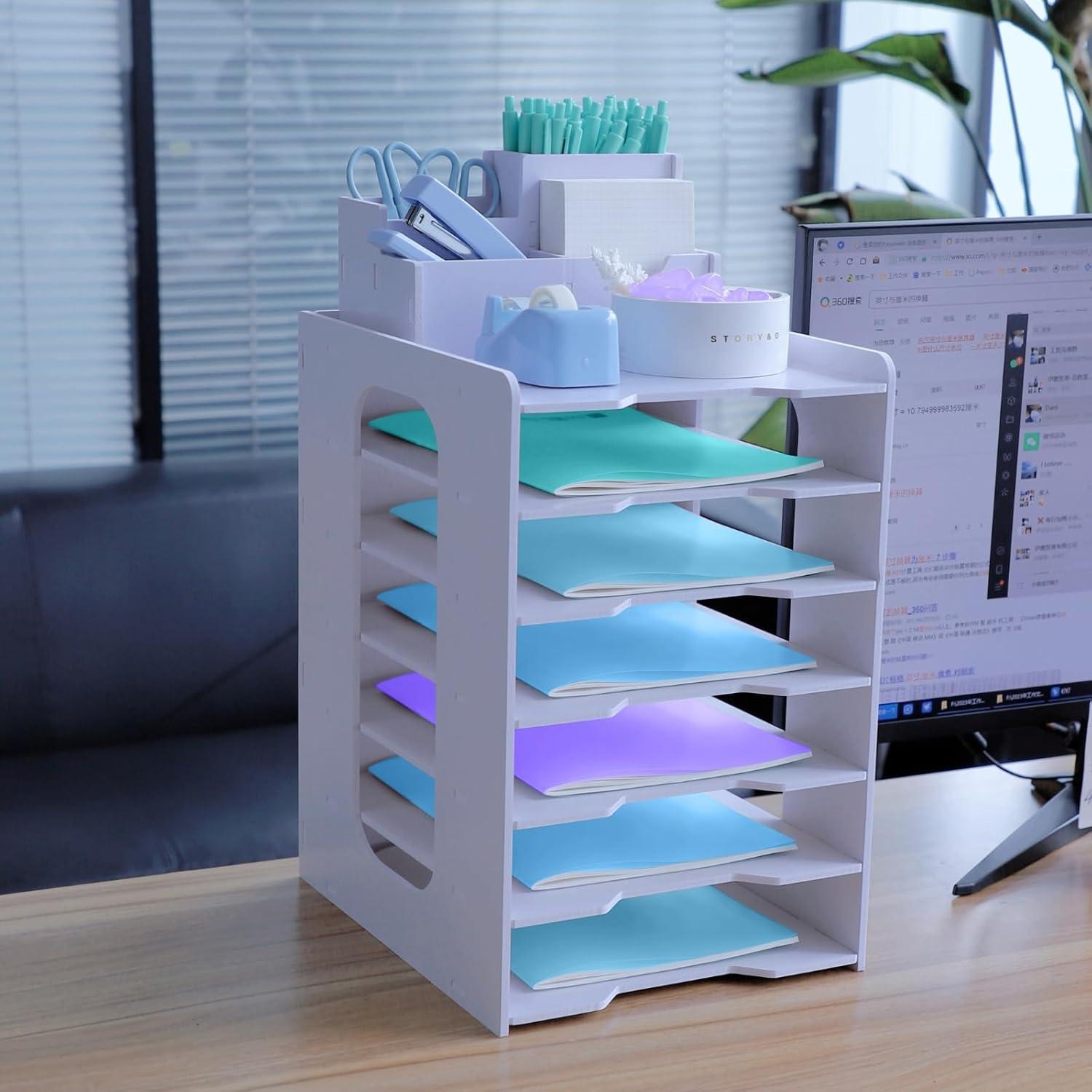 Holz Briefablage 7-Tier Organizer Stifthalter