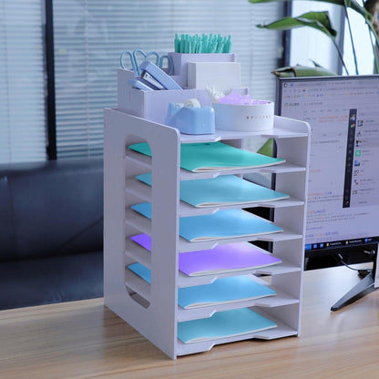 Holz Briefablage 7-Tier Organizer Stifthalter