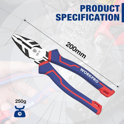 WORKPRO Kombizange 200mm Multifunktions Universalzange Cr-V