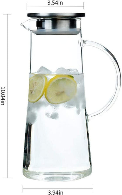 HwaGui Borosilikatglas Glaskaraffe mit Edelstahl Deckel