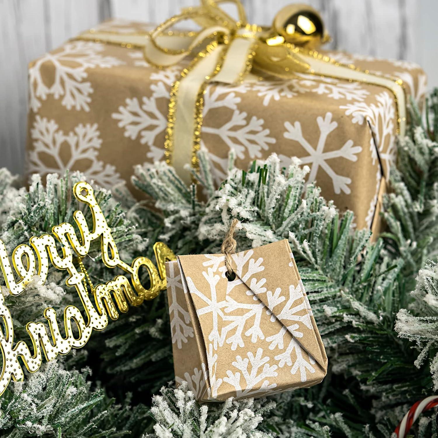 Kraft Weihnachtsgeschenkpapierrolle weißes Schneeflocken