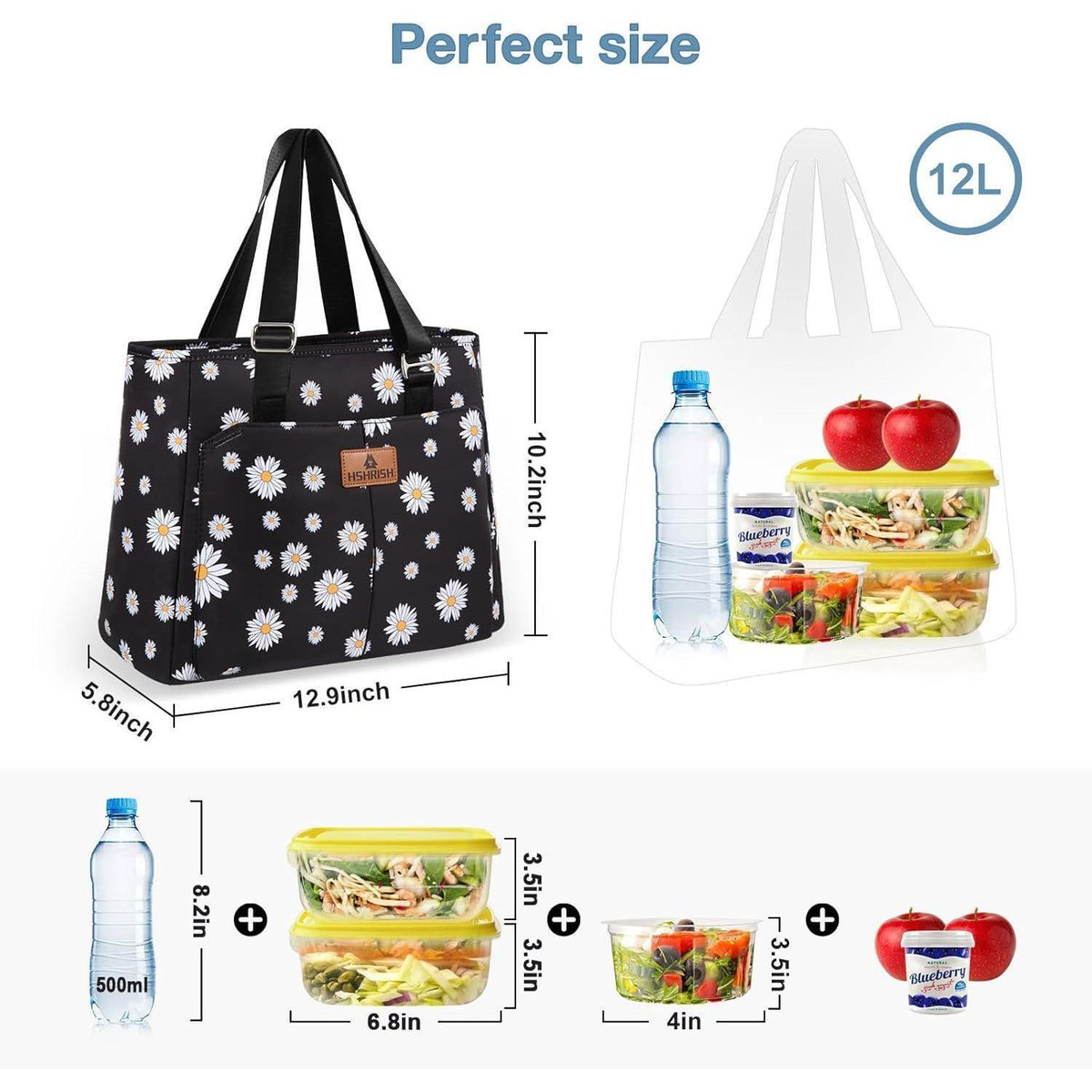 Lunchtasche Damen 12L, Kühltragetasche Wasserdicht & Auslaufsicher