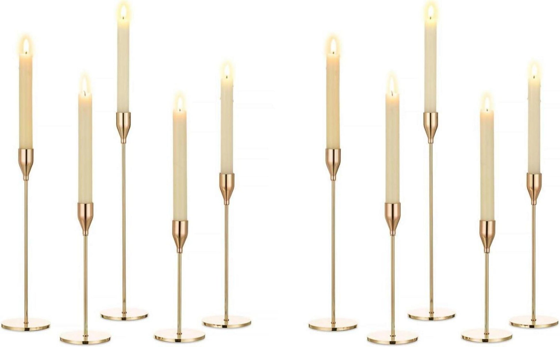 Gold Metall Kerzenständer Stabkerzen 10er Set Vintage für Hochzeit