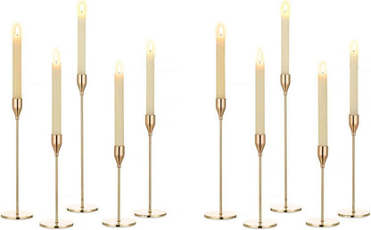 Gold Metall Kerzenständer Stabkerzen 10er Set Vintage für Hochzeit