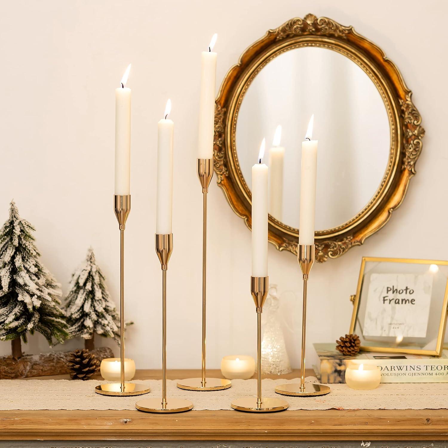 Gold Metall Kerzenständer Stabkerzen 10er Set Vintage für Hochzeit