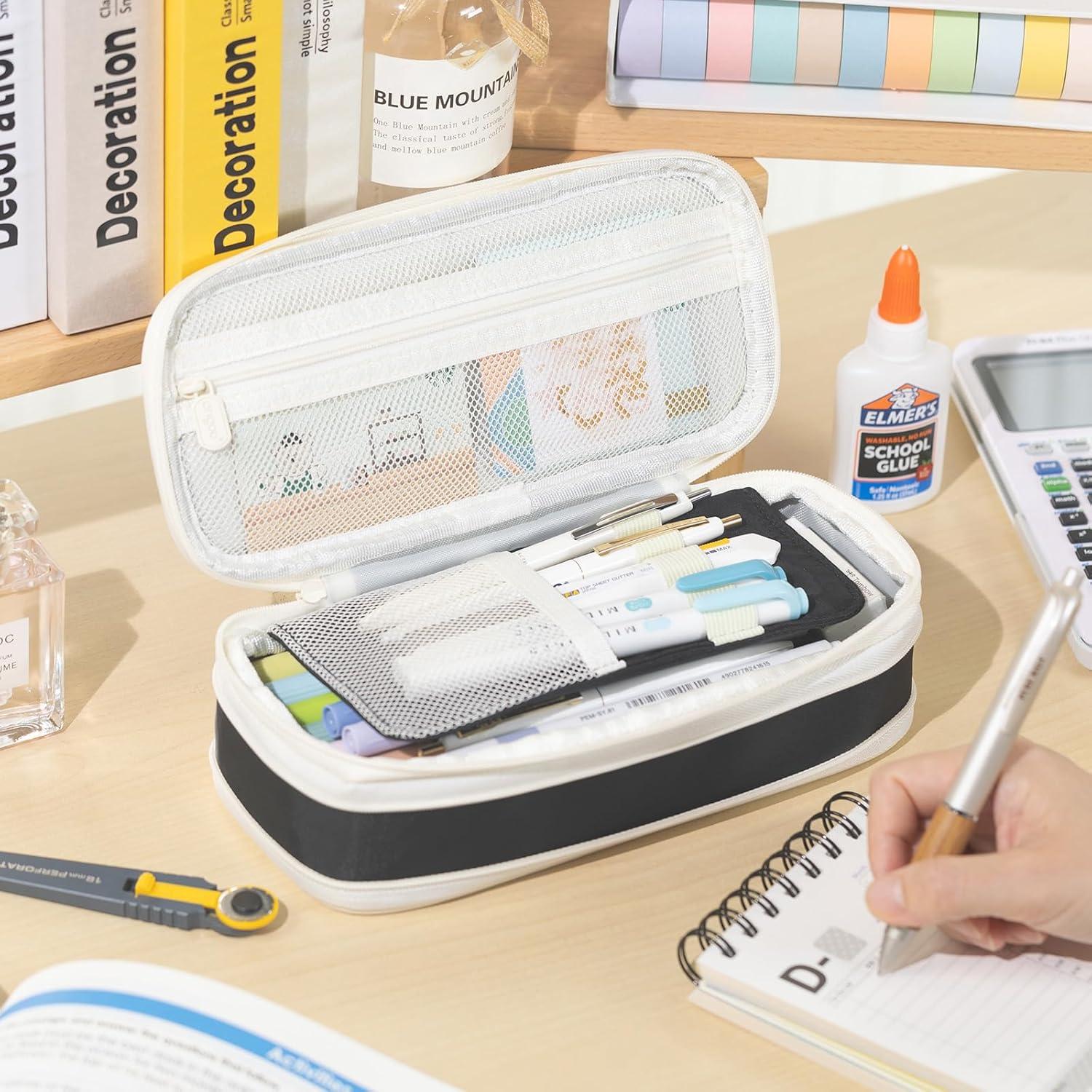 Große Pencil Case Schwarz | Hohe Kapazität für Jugendliche