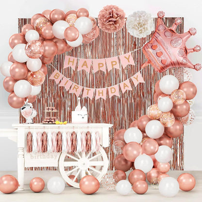 Rosegold Geburtstagsdeko Set mit Happy Birthday Girlande