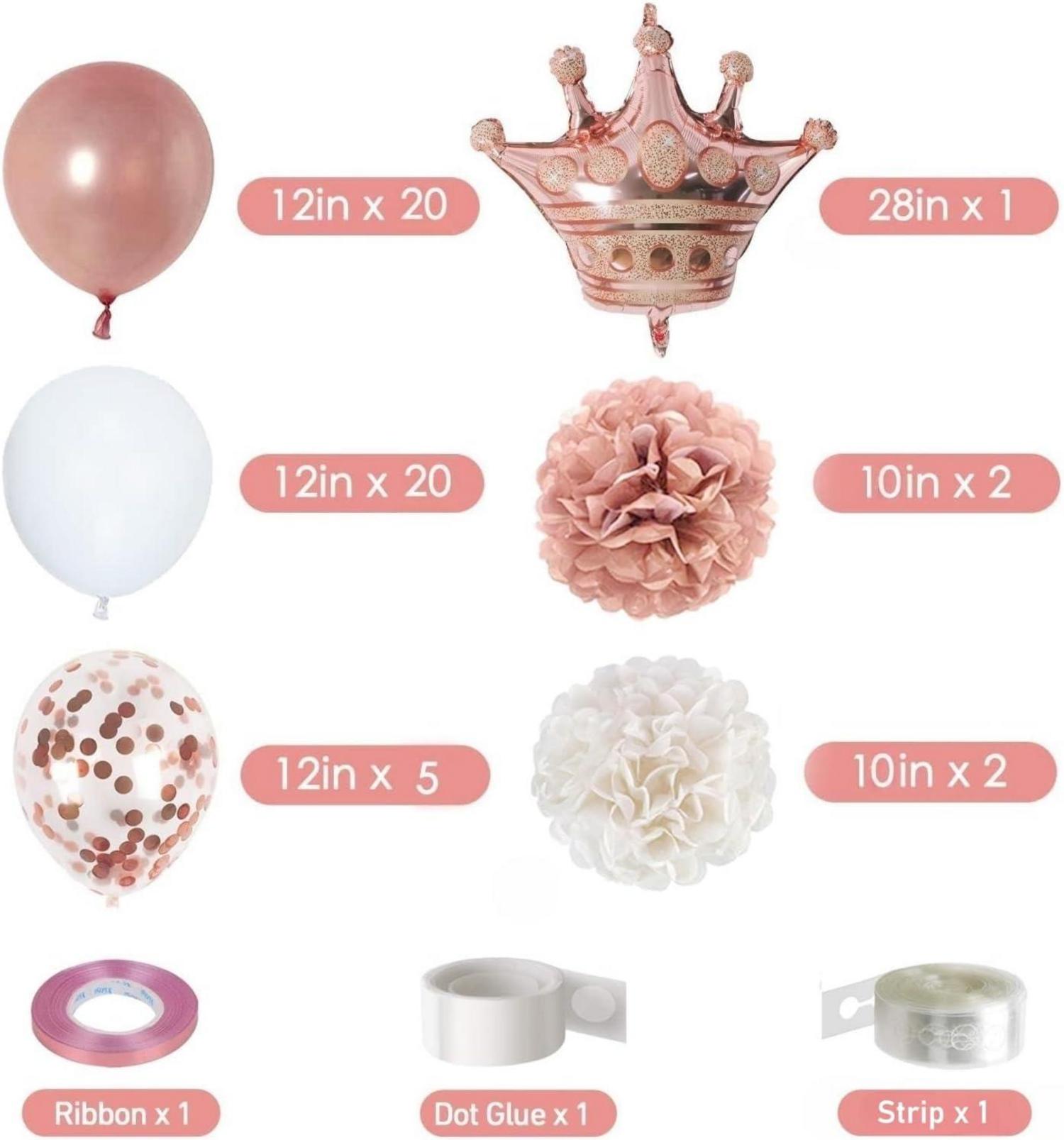 Rose Gold Geburtstagsdeko Set für Frauen Mädchen Luftballons Tassel Konfetti Ballons