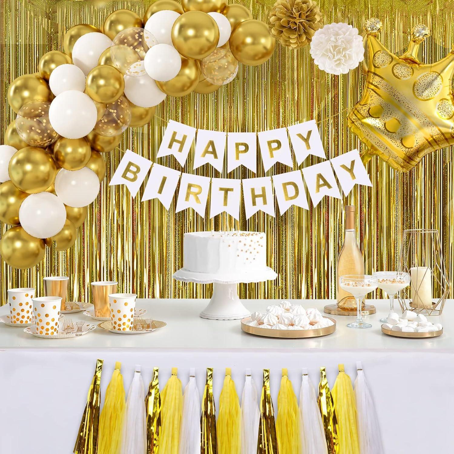 Geburtstagsdeko Weiß Gold Party Deko Luftballons Happy