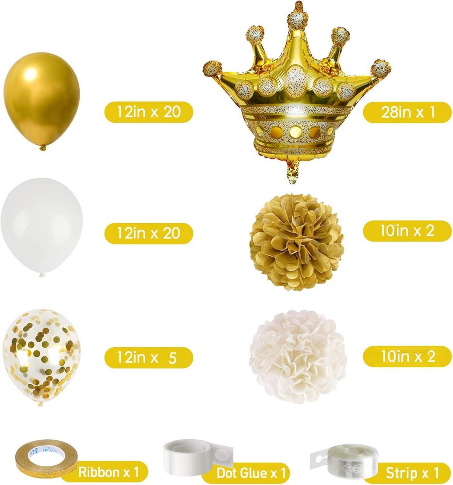 Geburtstagsdeko Weiß Gold Party Deko Happy Birthday Set