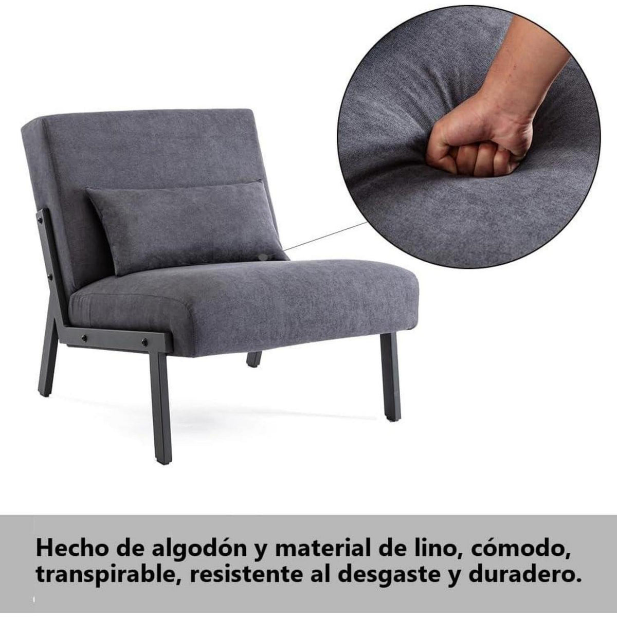 Moderner Lounge Sessel Dunkelgrau – Bequemer Relax Sessel mit Kissen