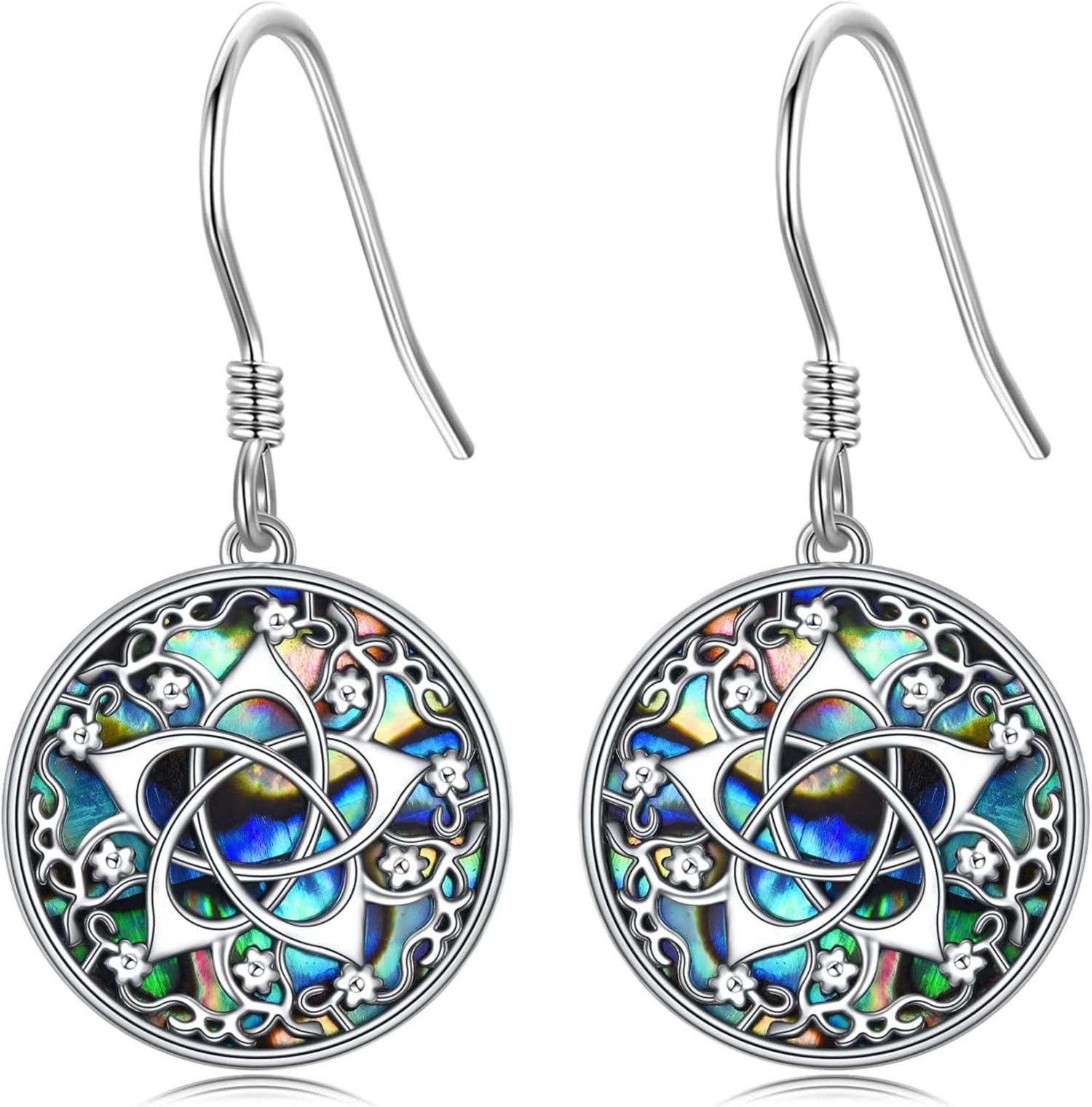 Pentagramm Ohrringe Sterling Silber Abalone Muschel Hypoallergen