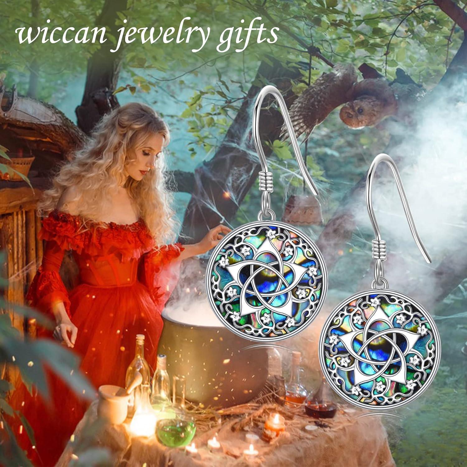 Pentagramm Ohrringe Sterlingsilber Abalone Muschel Wicca Geschenke