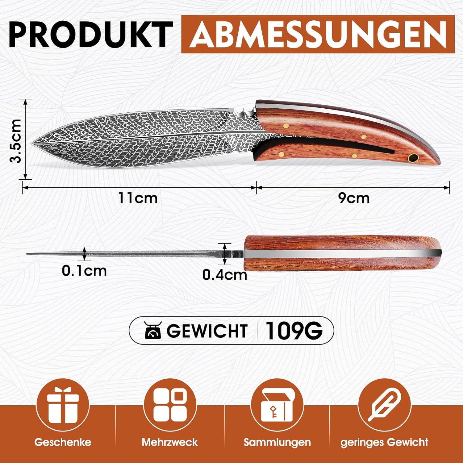 Outdoor Survival Messer Full Tang Klinge mit LederscheideBushcraft